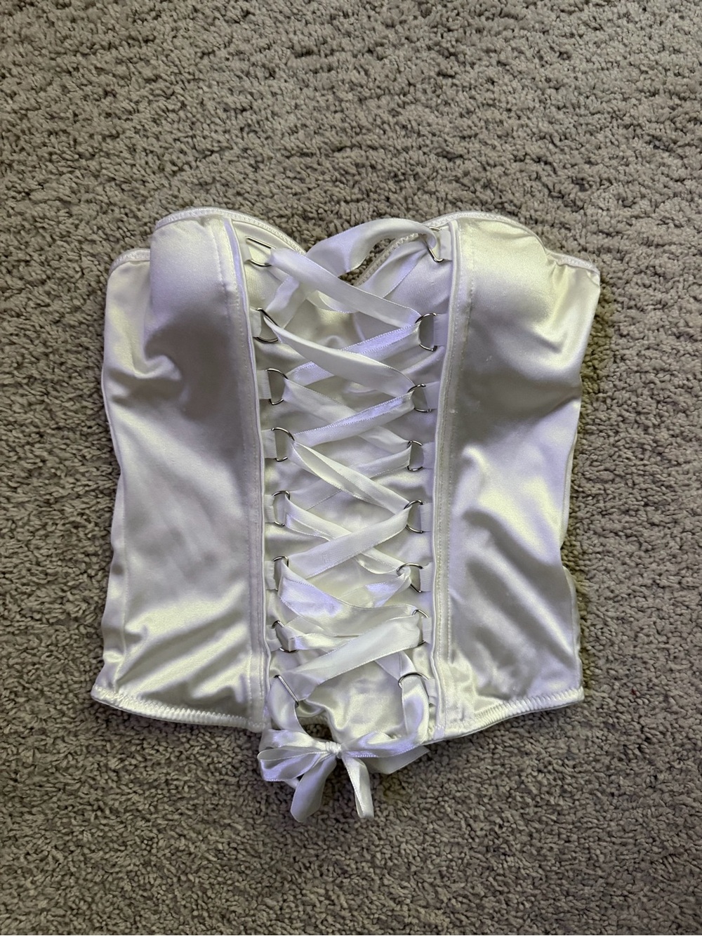 Spirit White Satin Lace-Up Corset Bandeau